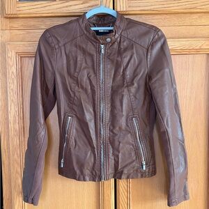 Vintage Express Chocolate brown faux Leather Jacket women’s size S/P